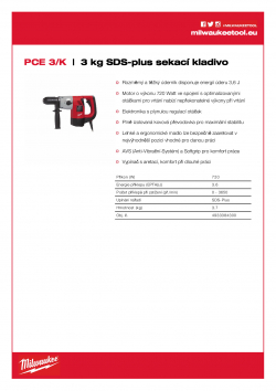 MILWAUKEE PCE 3/K 3 kg SDS-plus sekací kladivo 4933384300 A4 PDF