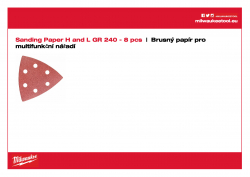 MILWAUKEE Sanding Paper for Multi Tool Smirkový papír. Hook & Loop. 8 dílné balení. 48902240 A4 PDF