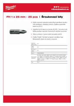 MILWAUKEE Professional screwdriving bits  4932399586 A4 PDF