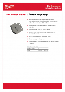 MILWAUKEE Pex cutter Vyměnitelný nůž 48224203 A4 PDF