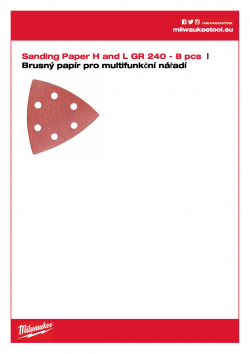MILWAUKEE Sanding Paper for Multi Tool Smirkový papír. Hook & Loop. 8 dílné balení. 48902240 A4 PDF