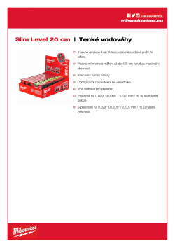 MILWAUKEE Slim Box Levels Nemagnetické 20 cm 4932472091 A4 PDF