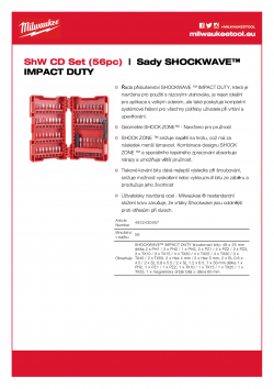 MILWAUKEE Shockwave sets SHOCKWAVE™ IMPACT DUTY set bitů 56 ks 4932430907 A4 PDF