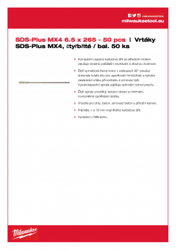 MILWAUKEE SDS-Plus MX4 - 4 Cut / 50 pack  4932459589 A4 PDF