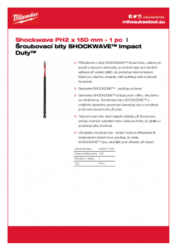MILWAUKEE Shockwave bits PH PH2 x 150 mm - 1 ks 4932471565 A4 PDF