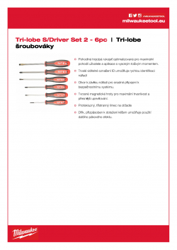 MILWAUKEE Tri-lobe Screwdrivers Tri-lobe šroubováky sada 2 (6 ks) 4932471807 A4 PDF