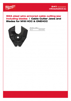 MILWAUKEE Cable Cutter Jaws and Blades for M18 HCC & ONEHCC Řezací pancéřová čelist pro M18 HCC 4932464867 A4 PDF