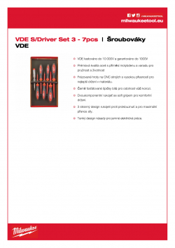 MILWAUKEE VDE Screwdrivers Sada šroubováků VDE  č.2- 7 ks 4932464068 A4 PDF