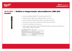MILWAUKEE IR PL Svítilna s integrovaným akumulátorem USB 250 lumenů 4933478705 A4 PDF