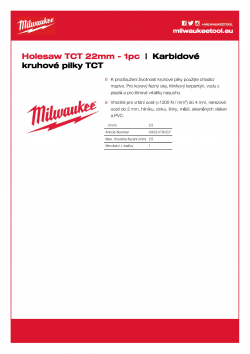 MILWAUKEE TCT Holesaws  4932479037 A4 PDF