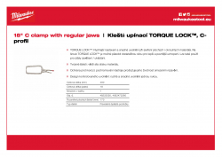 MILWAUKEE TORQUE LOCK™ locking C clamps 18″ C svorka s pravidelnými čelistmi 48223530 A4 PDF