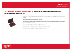 MILWAUKEE ¼" impact socket sets ¼″ SHOCKWAVE™ Impact Duty™ sada průmyslových hlavic 21 ks 4932352862 A4 PDF