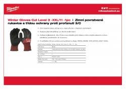 MILWAUKEE Winter Level 3 Gloves Zimní povrstvené rukavice s třídou ochrany proti proříznutí 3/C - XXL/ 11 - 1ks 4932471350 A4 PDF