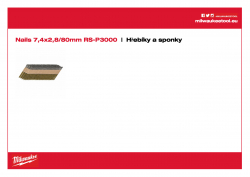 MILWAUKEE Nails Hřebíky s hlavou ve tvaru D 7,4 × 2,8 / 80 mm / 34° RS - 3 000 4932478399 A4 PDF