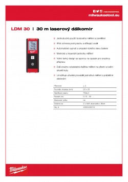 MILWAUKEE LDM 30 30 m laserový dálkoměr 4933459276 A4 PDF