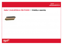 MILWAUKEE Nails Hřebíky s hlavou ve tvaru D 7,4 × 2,8 / 63 mm / 34° RS - 4 000 4932478397 A4 PDF