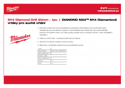 MILWAUKEE M14 Diamond Drill 20 mm - M14 4932478277 A4 PDF