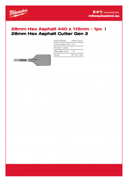 MILWAUKEE 28mm Hex Asphalt Cutter Gen 2  4932479222 A4 PDF