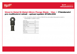MILWAUKEE Multi-Tool accessories - STARLOCK reception Univerzální bimetalový pilový plátek 28 mm pro ponorné řezy zaručuje dlouhou životnost 48906034 A4 PDF
