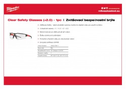 MILWAUKEE Magnified Safety Glasses Čiré zvětšovací bezpečnostní brýle (+2) 4932478911 A4 PDF