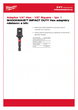 MILWAUKEE Impact adaptors - Hex reception  4932478803 A4 PDF