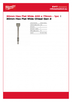 MILWAUKEE 30mm Hex Flat Wide Chisel Gen 2  4932479225 A4 PDF