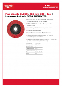 MILWAUKEE Flap discs CERA TURBO XL SLC XL 50/125 G80 4932478951 A4 PDF