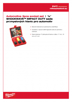 MILWAUKEE ½" automotive socket set Sada průmyslových hlavic pro automotive (3 ks) 4932451568 A4 PDF