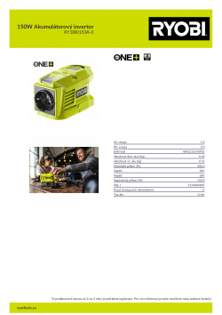 RYOBI RY18BI150A 150W Akumulátorový invertor 5133004895 A4 PDF