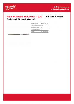 MILWAUKEE 21mm K-Hex Pointed Chisel Gen 2  4932479213 A4 PDF