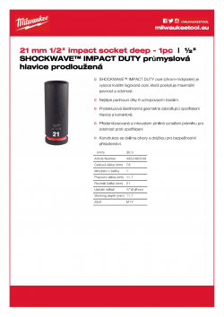 MILWAUKEE 1/2" impact sockets - deep II  4932480339 A4 PDF
