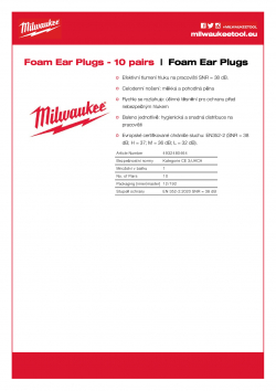 MILWAUKEE Foam Ear Plugs  4932480464 A4 PDF