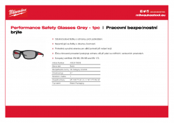 MILWAUKEE Performance Safety Glasses Pracovní bezpečnostní brýle - šedé 4932478908 A4 PDF