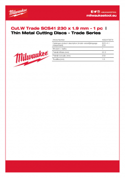 MILWAUKEE Thin Metal Cutting Discs - Trade Series  4932479579 A4 PDF