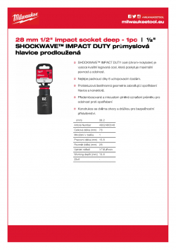 MILWAUKEE 1/2" impact sockets - deep II  4932480346 A4 PDF