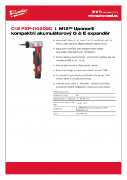 MILWAUKEE C12 PXP M12™ kompaktný Q & E expandér 4933441730 A4 PDF