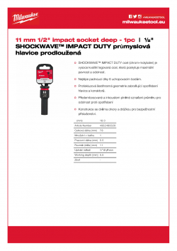 MILWAUKEE 1/2" impact sockets - deep II  4932480329 A4 PDF