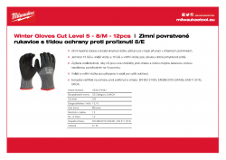MILWAUKEE Winter Level 5 Gloves Zimní povrstvené rukavice s třídou ochrany proti proříznutí 5/E - 8/M - 12 ks 4932479562 A4 PDF
