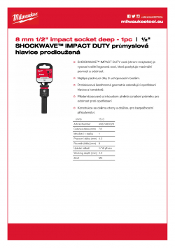 MILWAUKEE 1/2" impact sockets - deep II  4932480326 A4 PDF