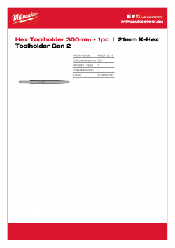 MILWAUKEE 21mm K-Hex Toolholder Gen 2 21 mm Hex nástrojový držák 4932479219 A4 PDF