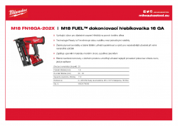 MILWAUKEE M18 FN16GA M18 FUEL™ dokončovací hřebíkovačka 16 GA 4933478092 A4 PDF