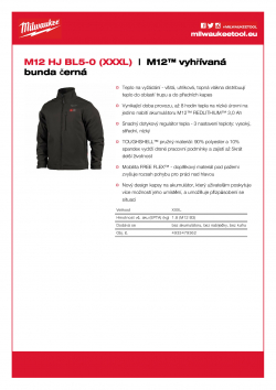 MILWAUKEE M12 HJ BL5 M12™ vyhřívaná bunda černá 4933479362 A4 PDF