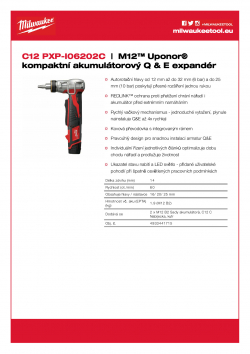 MILWAUKEE C12 PXP M12™ kompaktný Q & E expandér 4933441715 A4 PDF