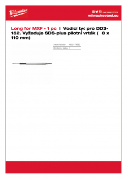 MILWAUKEE System Attachments - Dry diamond drilling with dust extraction - guide rods long Vodící tyč pro MXF DCD150 4932479580 A4 PDF