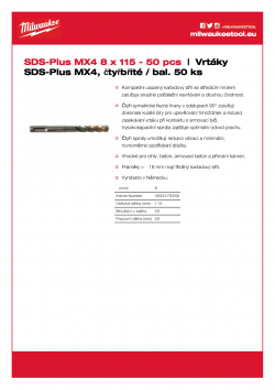 MILWAUKEE SDS-Plus MX4 - 4 Cut / 50 pack  4932479368 A4 PDF