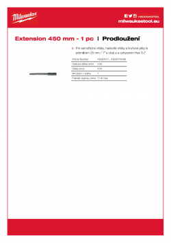 MILWAUKEE Shank extensions  4932479495 A4 PDF