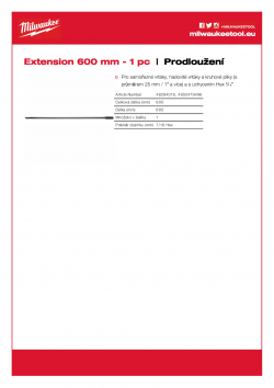 MILWAUKEE Shank extensions  4932479496 A4 PDF