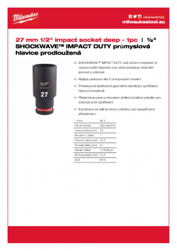 MILWAUKEE 1/2" impact sockets - deep II  4932480345 A4 PDF