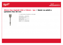 MILWAUKEE 30 mm Hex Asphalt Cutter Sekáč na asfalt s upínáním Hex 30 mm 4932479245 A4 PDF