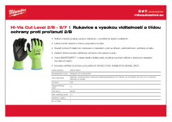 MILWAUKEE Hi-Vis Cut Level 2/B Gloves Rukavice s vysokou viditelností a třídou ochrany proti proříznutí 2/B - 7/S - 1 ks 4932479921 A4 PDF